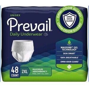 4X Prevail Daily Protective Incontinence Underwear Unisex XXL Disposable 48ct